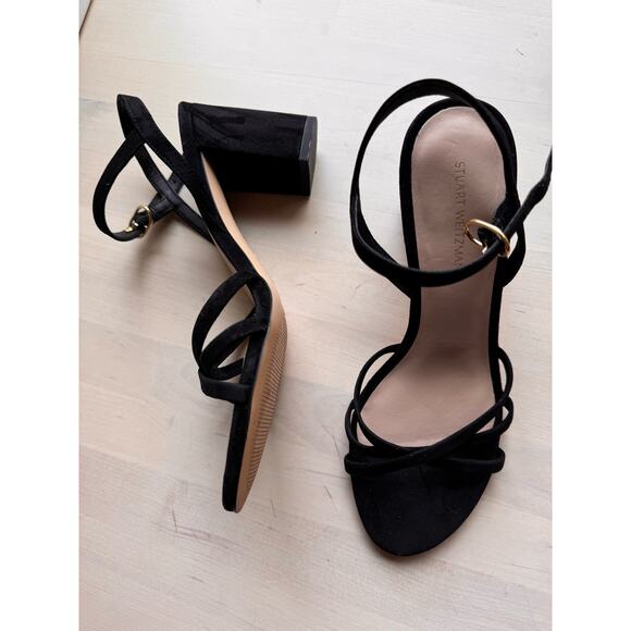 STUART WEITZMAN black Starla Criss Cross Leather Sandals size 7 - Picture 8 of 11